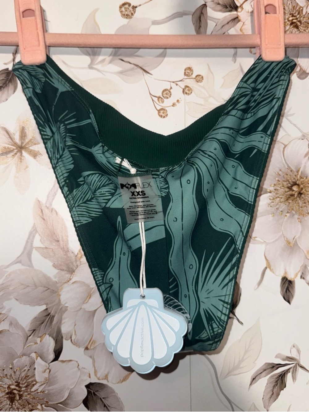POPFLEX Dark Green Ribbed High-Cut Bikini Bottom - Picture 5 of 5